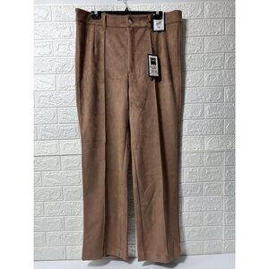 New With Tags - SUKO JEANS Faux Brown Suede High Waist Wide Leg Pants Women's 16